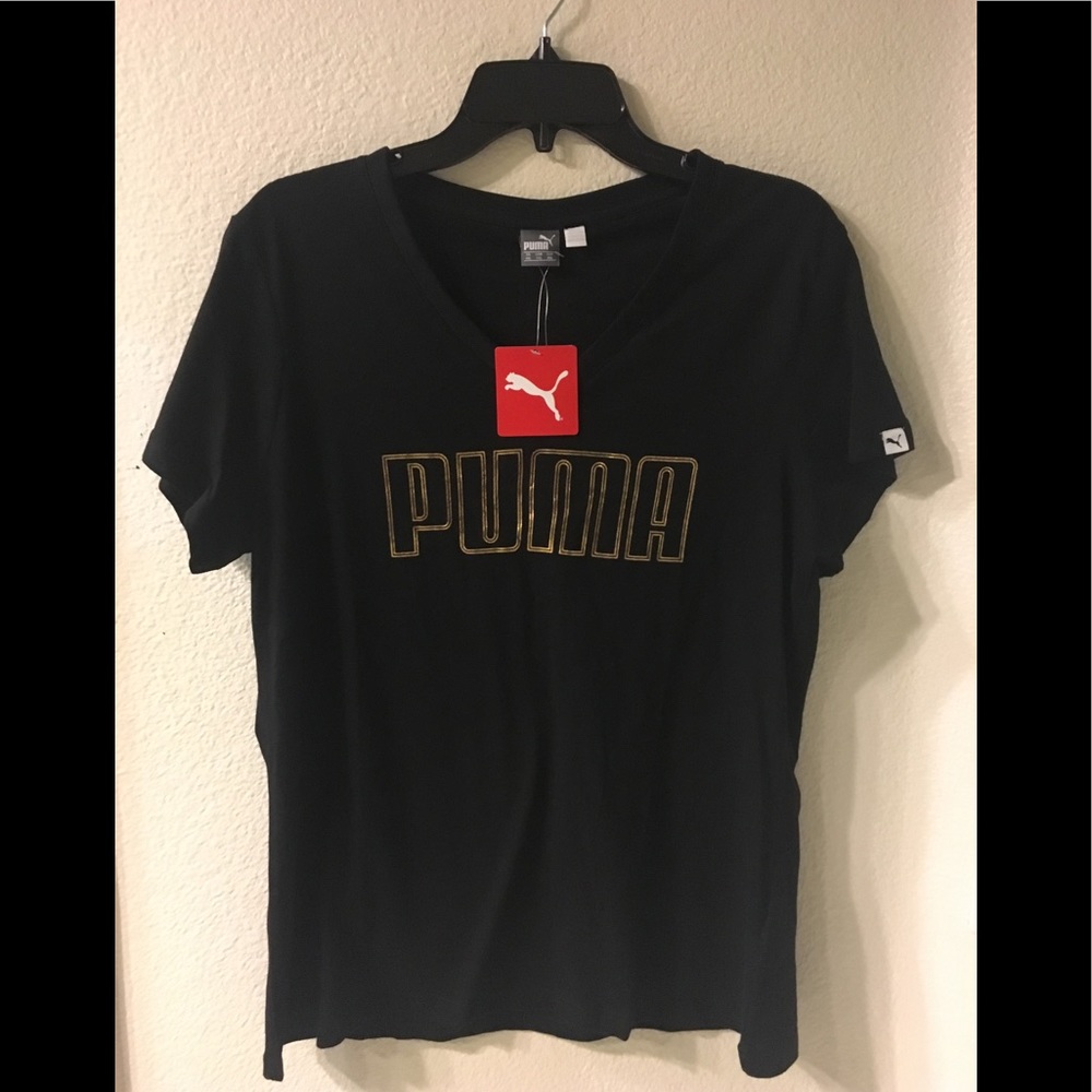 Women Puma black T-shirt v neck